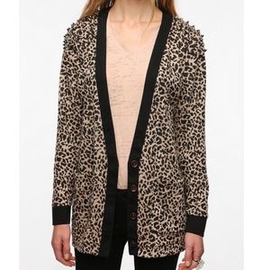 UO Reverse Spiked Leopard Cardigan